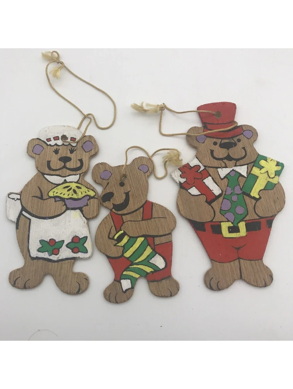 Vtg Wooden Christmas Ornament Lot Of 16 Nursery Rhyme Raggedy Andy Double Sided